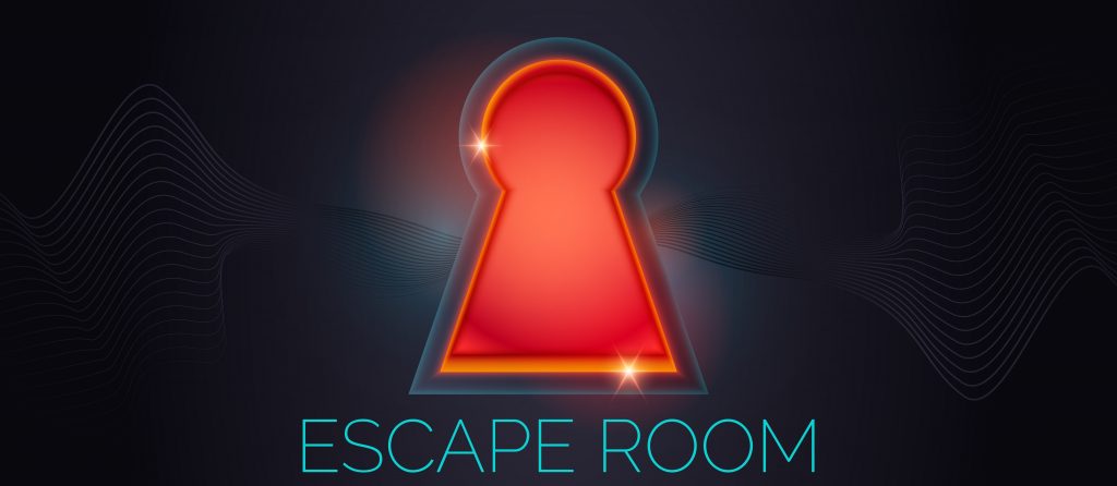 Red keyhole with the words Escape Room underneath