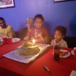 Birthday-Party where child is about to blow candles at Birthday Party